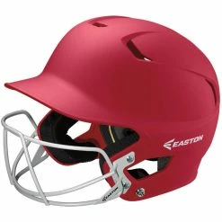 Easton Z5 Solid Batting Helmet With Baseball Facemask - Scarlet Red