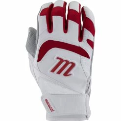 Marucci Youth Signature Baseball Batting Gloves White/Red