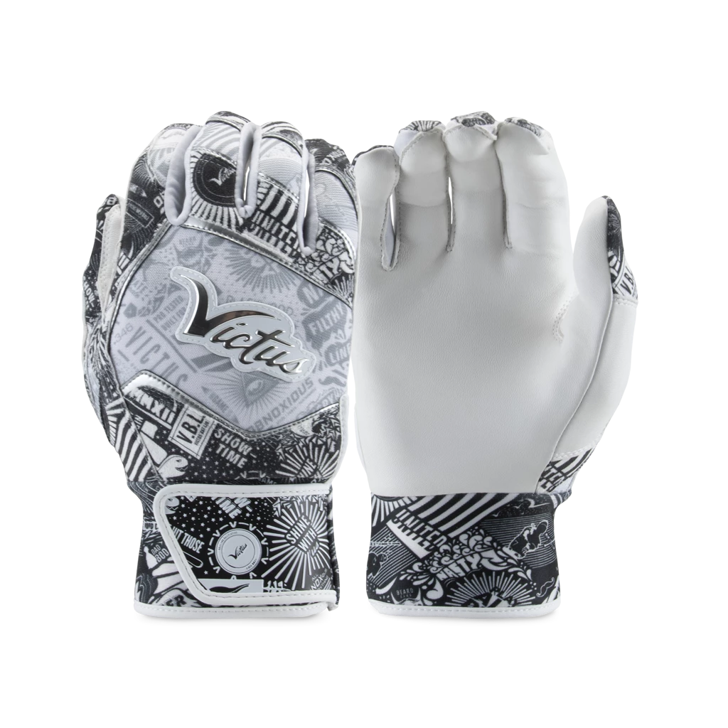 Victus The Nox Adult Batting Gloves-White And Silver