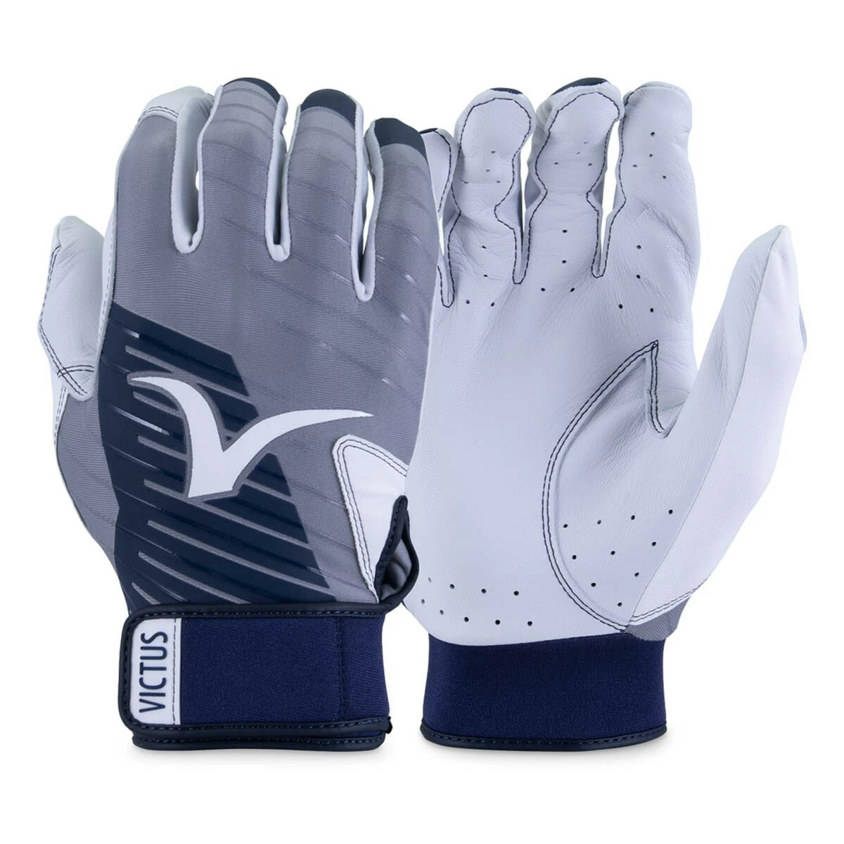 Victus Youth Team Batting Gloves-Grey/Navy